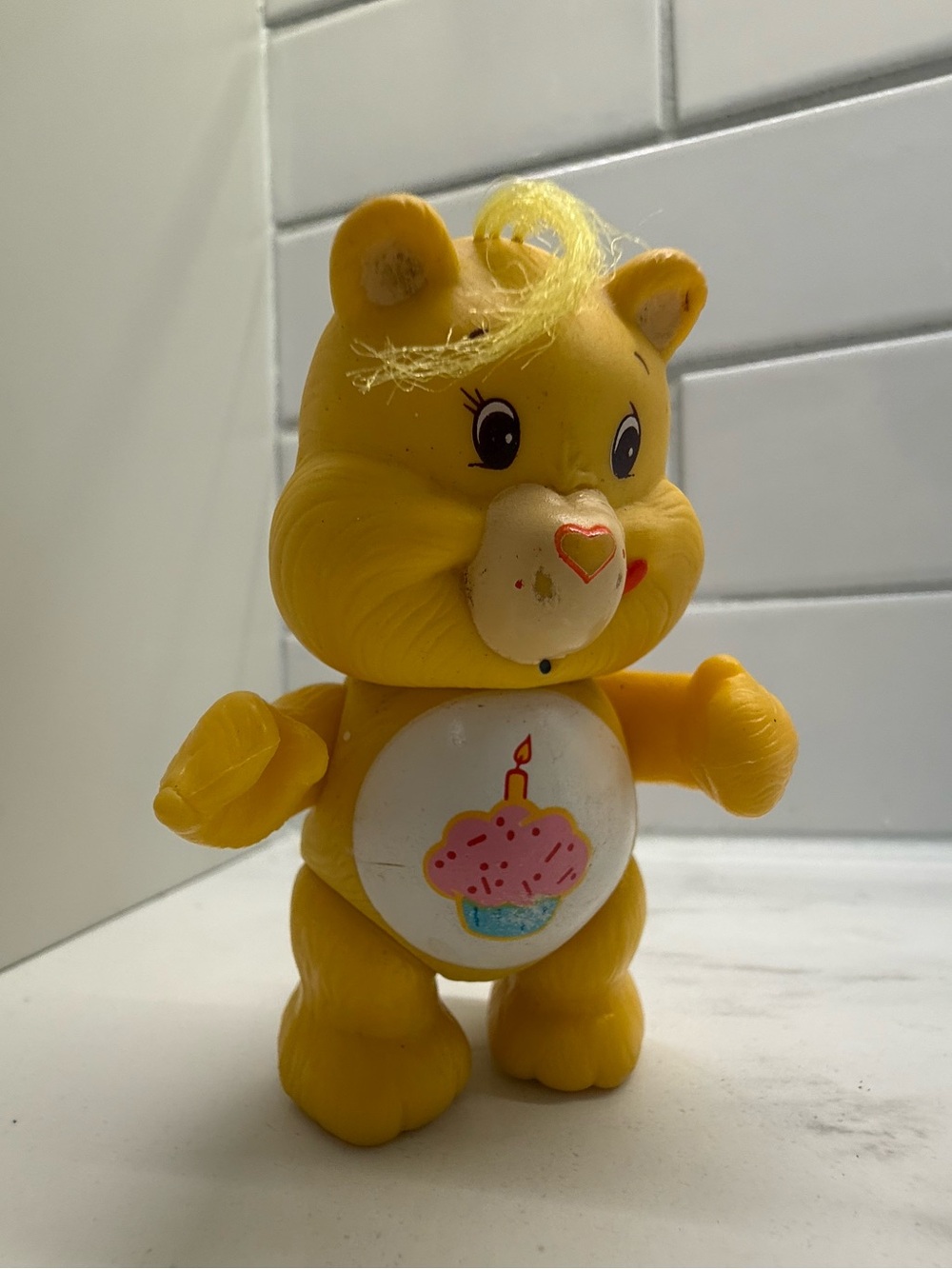 Vintage 1980s Care Bears Birthday Bear Poseable PVC Figure 3”